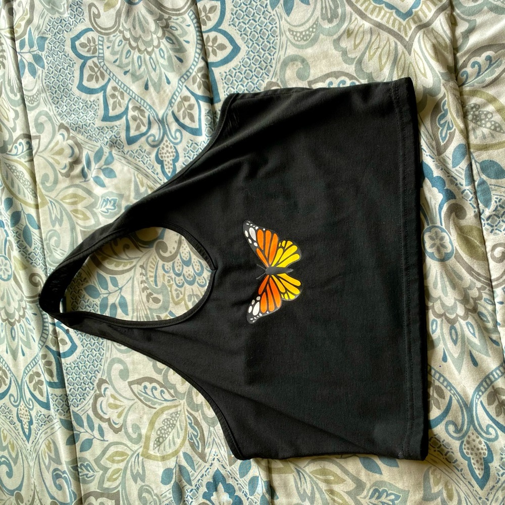 Butterfly Print Halter Crop Top